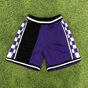 Plaid stitching sports casual shorts