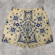 Cashew Flower Print Tide Brand Casual Mesh Shorts
