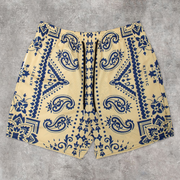 Cashew Flower Print Tide Brand Casual Mesh Shorts