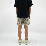 Cashew Flower Print Tide Brand Casual Mesh Shorts