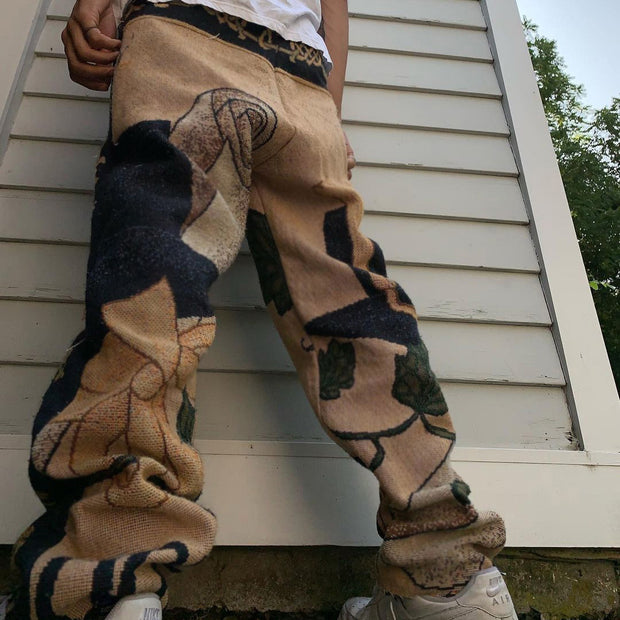 Retro street fashion casual straight-leg trousers