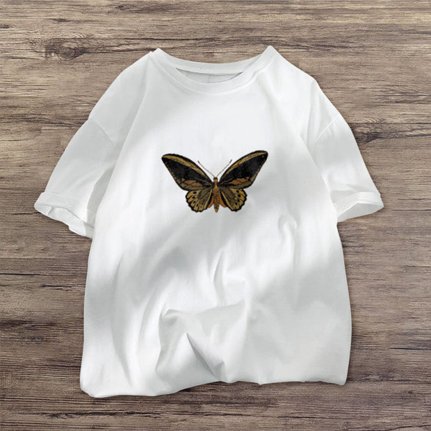 Retro butterfly casual short-sleeved T-shirt