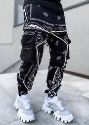 Fashion men's loose street style multi-pocket trousers