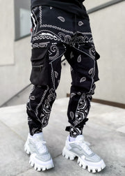 Fashion men's loose street style multi-pocket trousers