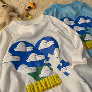 American retro love loose couple short-sleeved t-shirt