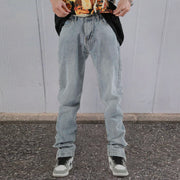 Button Down Jeans Straight Leg High Street Breasted Pants