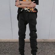 Button Down Jeans Straight Leg High Street Breasted Pants
