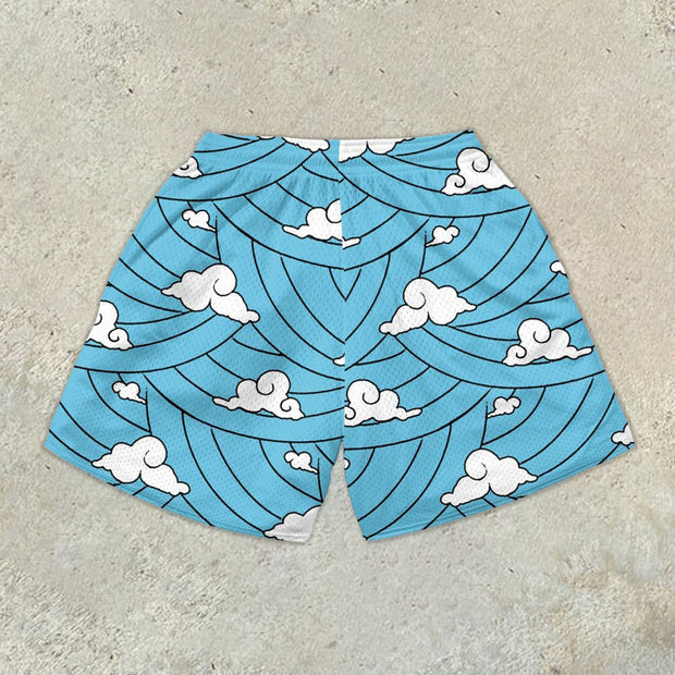 Personalized Fashion Casual Sports Style Mesh Print Shorts