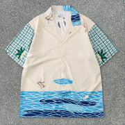 Casual Printing Cartoon Digital Loose Short Sleeve Shirt Shorts Set