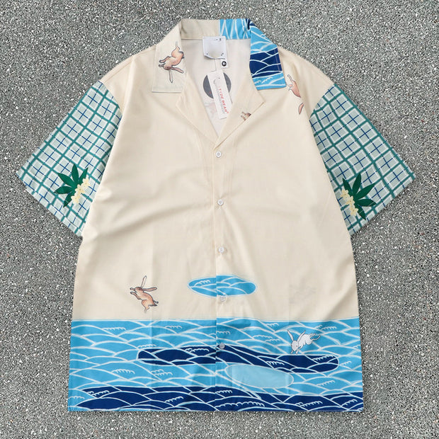 Casual Printing Cartoon Digital Loose Short Sleeve Shirt Shorts Set