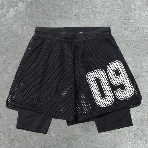 Double-layer fake two-piece sports yoga fitness quick-drying shorts