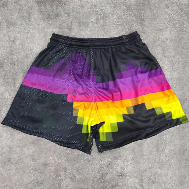 Cactus Cross Pattern Street Mesh Shorts