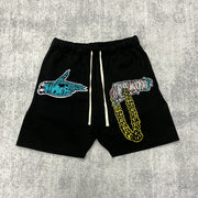Street statement print track shorts