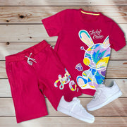 Personalized street print short sleeve suit