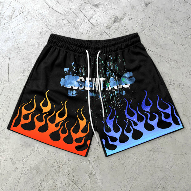 Street tide brand graffiti flame shorts