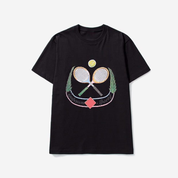 Badminton Print Cotton Short Sleeve T-Shirt