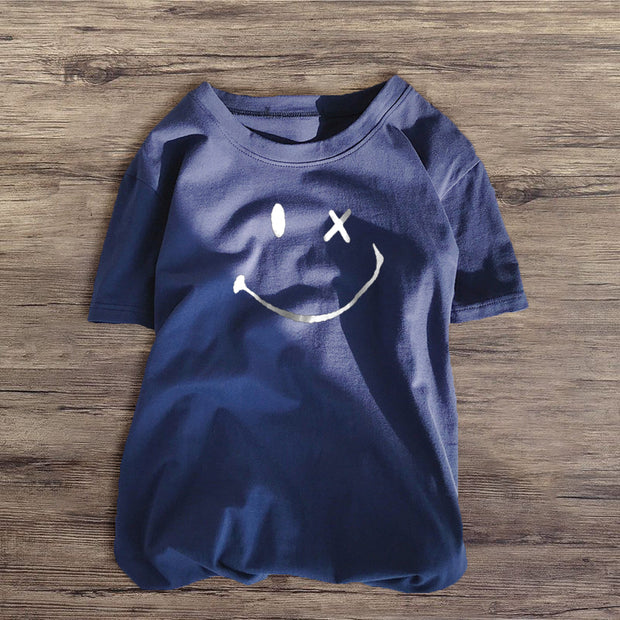 Personalized smiley print multicolor T-shirt