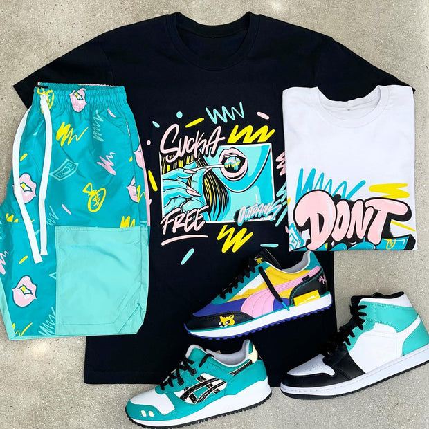 Casual sporty printed shorts set