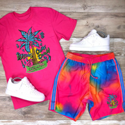 Personalized tie-dye coconut tree print casual suit
