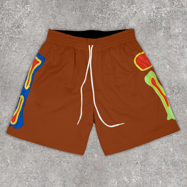 Statement bone print track shorts