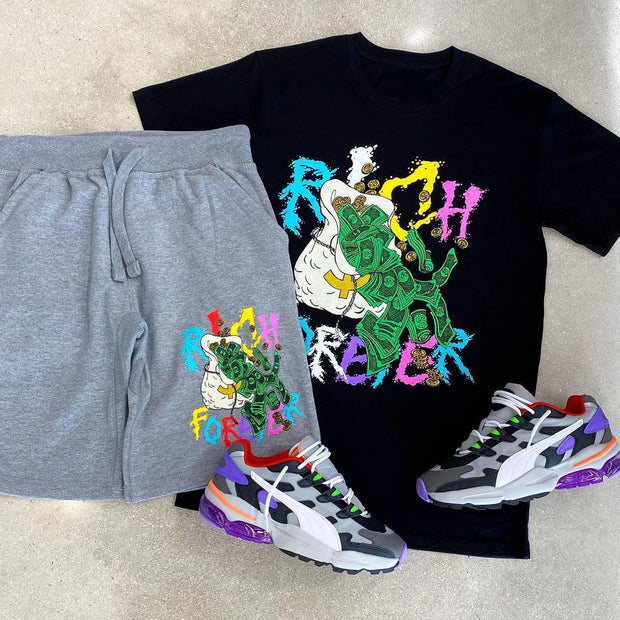 Street personality casual printed short-sleeved shorts sports suit