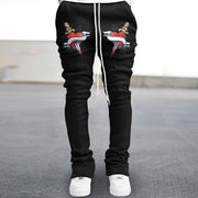 Trendy pattern retro street flared trousers