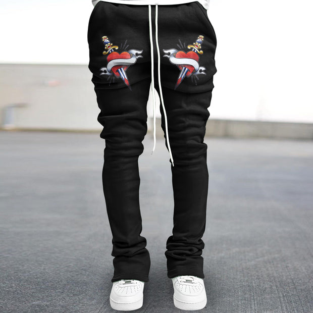 Trendy pattern retro street flared trousers