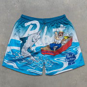 Wave graphic print elastic shorts