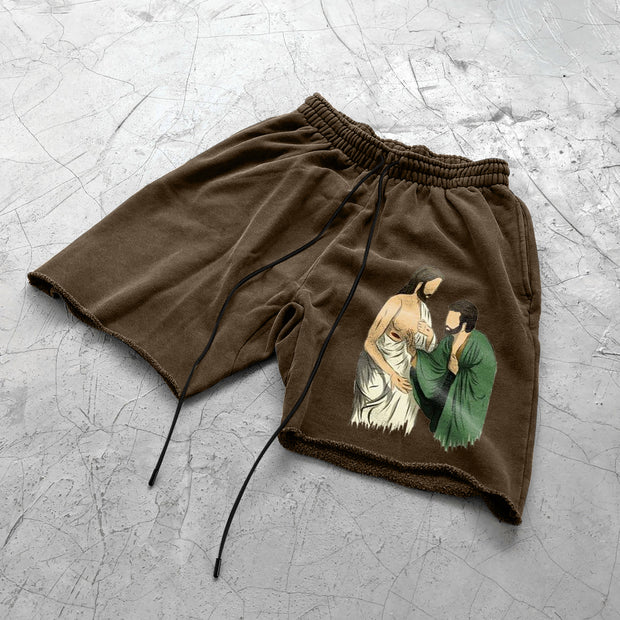 Jesus tide brand retro loose street shorts