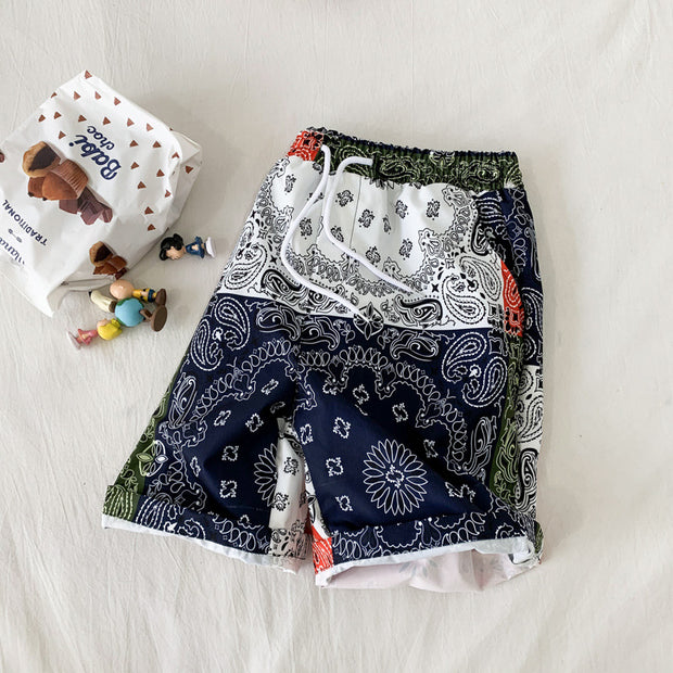 Personality stitching contrast loose shorts