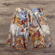 Street style retro print casual shorts