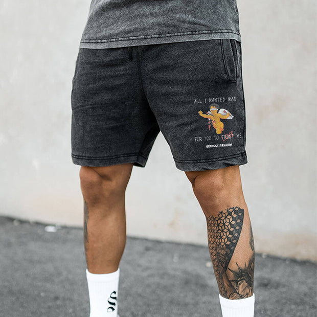 Street Fashion Angel Print Shorts