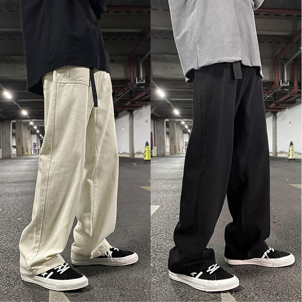 Street retro straight wide leg solid color casual mopping pants