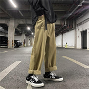 Street retro straight wide leg solid color casual mopping pants