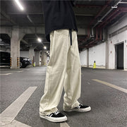 Street retro straight wide leg solid color casual mopping pants