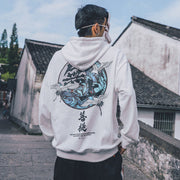 National tide men's hooded Harajuku style student plus size print plus velvet padded sweatshirt