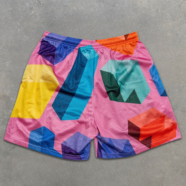 Geometric All Over Print Elastic Shorts