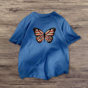 Contrasting butterfly print short-sleeved T-shirt