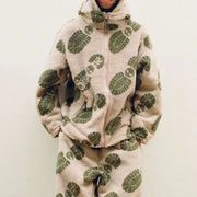 Casual treading shoes printed street home lamb velvet jacket