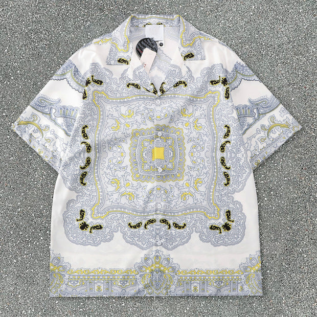 Trendy Baroque Casual Shorts Shirt Loose Short Sleeve Suit
