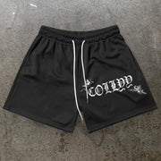 Retro fashion brand angel print shorts