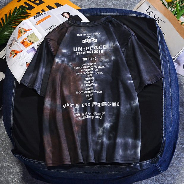 Tie-dye plus size round neck T-shirt