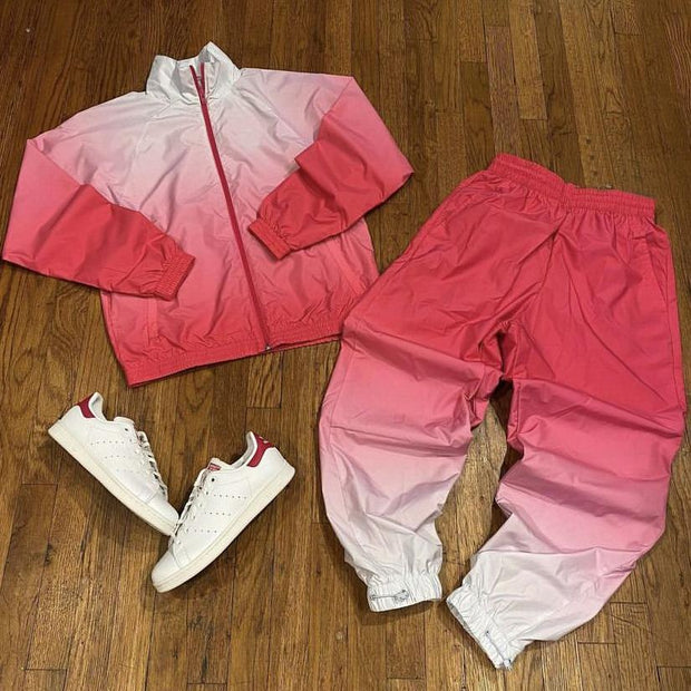 Fashion casual gradient color zipper jacket suit