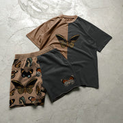 Contrast stitching retro street shooting short-sleeved suit