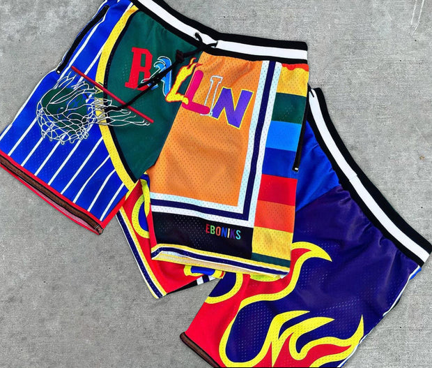 Street Contrast Fashion Sports Mesh Shorts