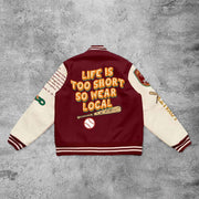 Casual retro No. 76 varsity baseball jacket