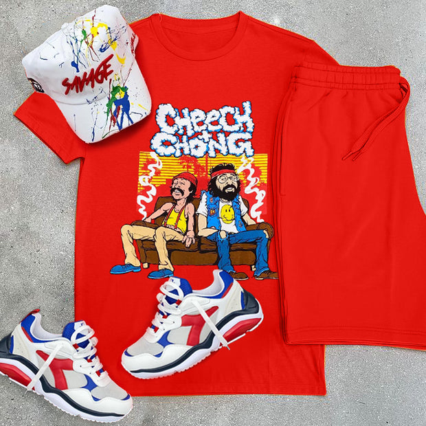 Casual preppy crew neck T-shirt tracksuit