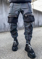 Street style personality reflective overalls trousers men