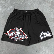 Baseball Graphic Print Elastic Shorts