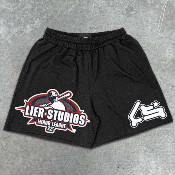 Baseball Graphic Print Elastic Shorts